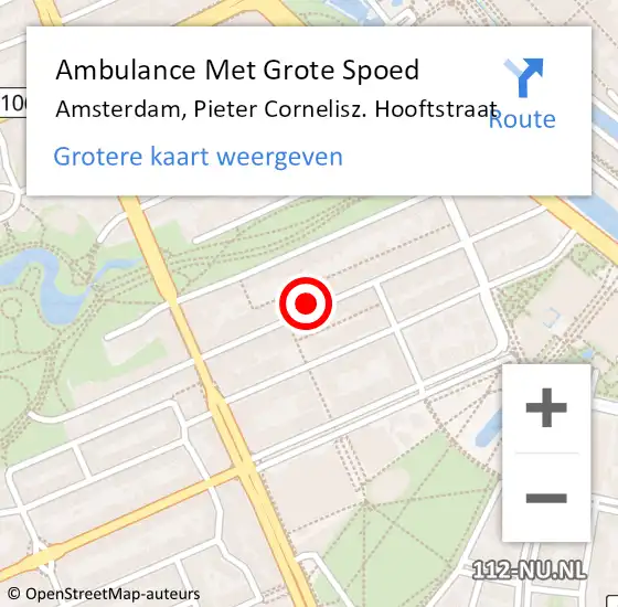 Locatie op kaart van de 112 melding: Ambulance Met Grote Spoed Naar Amsterdam, Pieter Cornelisz. Hooftstraat op 20 mei 2024 07:31