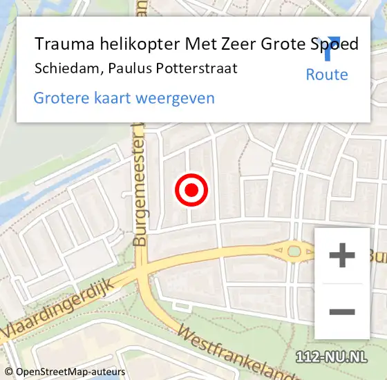 Locatie op kaart van de 112 melding: Trauma helikopter Met Zeer Grote Spoed Naar Schiedam, Paulus Potterstraat op 20 mei 2024 08:07
