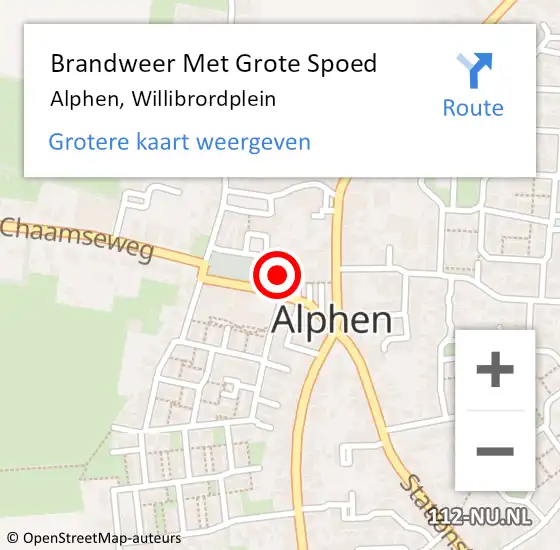 Locatie op kaart van de 112 melding: Brandweer Met Grote Spoed Naar Alphen, Willibrordplein op 20 mei 2024 08:14