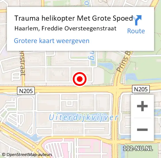 Locatie op kaart van de 112 melding: Trauma helikopter Met Grote Spoed Naar Haarlem, Freddie Oversteegenstraat op 20 mei 2024 08:15