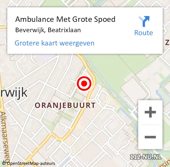 Locatie op kaart van de 112 melding: Ambulance Met Grote Spoed Naar Beverwijk, Beatrixlaan op 20 mei 2024 08:38