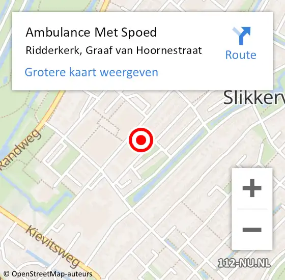 Locatie op kaart van de 112 melding: Ambulance Met Spoed Naar Ridderkerk, Graaf van Hoornestraat op 20 mei 2024 08:38