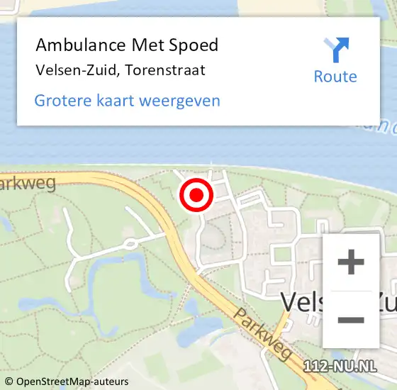 Locatie op kaart van de 112 melding: Ambulance Met Spoed Naar Velsen-Zuid, Torenstraat op 20 mei 2024 08:46