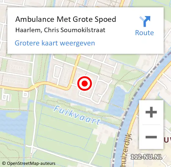Locatie op kaart van de 112 melding: Ambulance Met Grote Spoed Naar Haarlem, Chris Soumokilstraat op 20 mei 2024 08:55