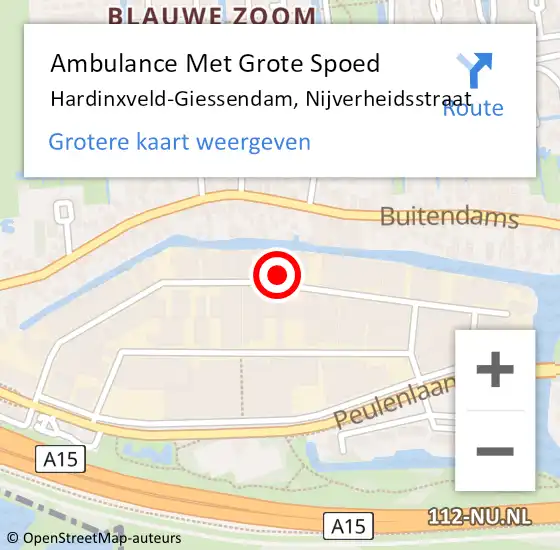 Locatie op kaart van de 112 melding: Ambulance Met Grote Spoed Naar Hardinxveld-Giessendam, Nijverheidsstraat op 20 mei 2024 09:13