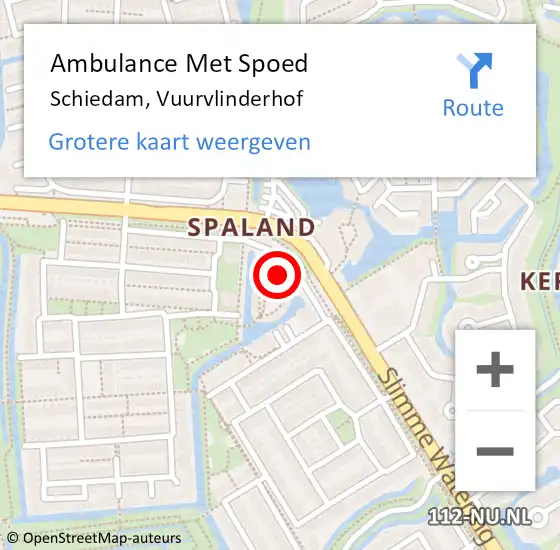 Locatie op kaart van de 112 melding: Ambulance Met Spoed Naar Schiedam, Vuurvlinderhof op 20 mei 2024 09:19