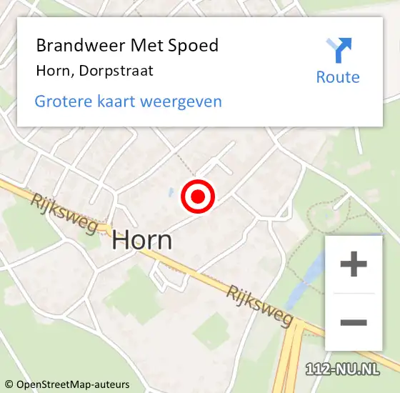 Locatie op kaart van de 112 melding: Brandweer Met Spoed Naar Horn, Dorpstraat op 20 mei 2024 09:35