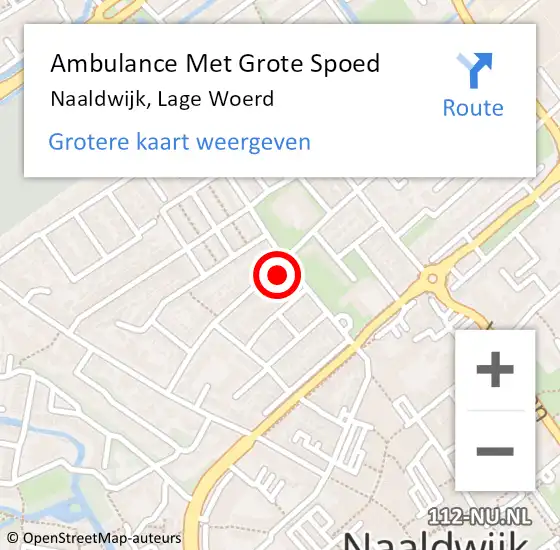 Locatie op kaart van de 112 melding: Ambulance Met Grote Spoed Naar Naaldwijk, Lage Woerd op 20 mei 2024 09:44