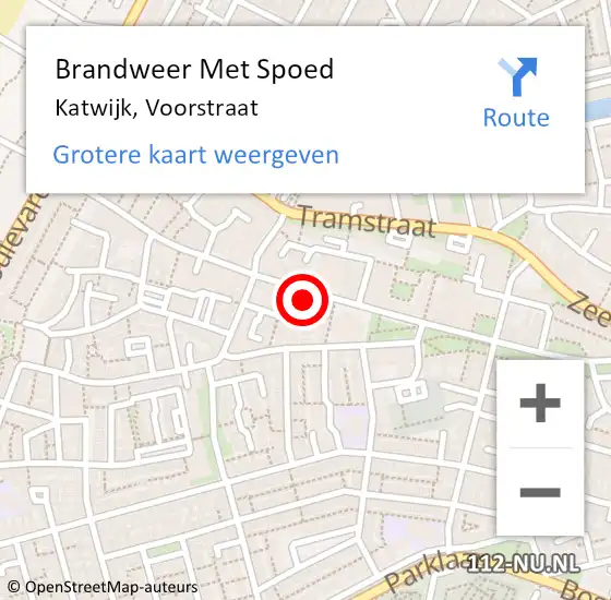 Locatie op kaart van de 112 melding: Brandweer Met Spoed Naar Katwijk, Voorstraat op 20 mei 2024 10:12