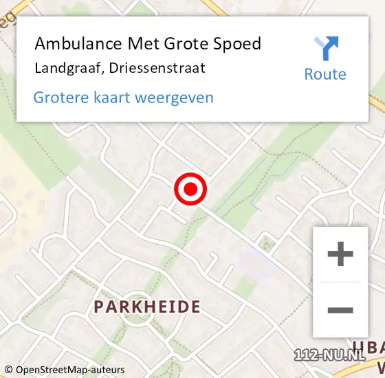 Locatie op kaart van de 112 melding: Ambulance Met Grote Spoed Naar Landgraaf, Driessenstraat op 6 oktober 2014 15:07