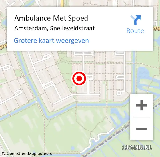Locatie op kaart van de 112 melding: Ambulance Met Spoed Naar Amsterdam, Snelleveldstraat op 20 mei 2024 10:29