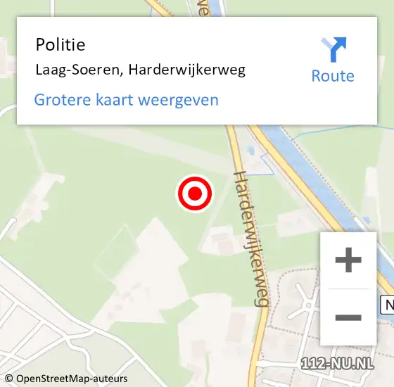Locatie op kaart van de 112 melding: Politie Laag-Soeren, Harderwijkerweg op 20 mei 2024 10:30
