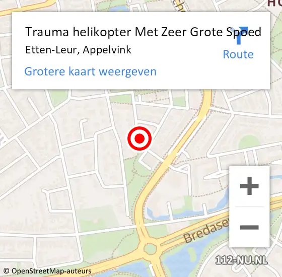 Locatie op kaart van de 112 melding: Trauma helikopter Met Zeer Grote Spoed Naar Etten-Leur, Appelvink op 20 mei 2024 10:46