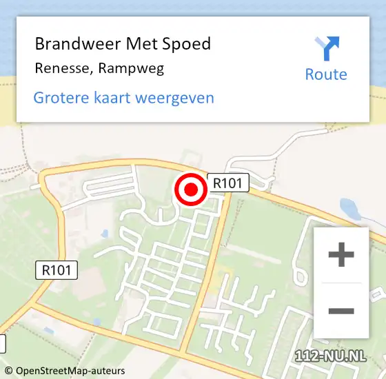 Locatie op kaart van de 112 melding: Brandweer Met Spoed Naar Renesse, Rampweg op 20 mei 2024 10:47