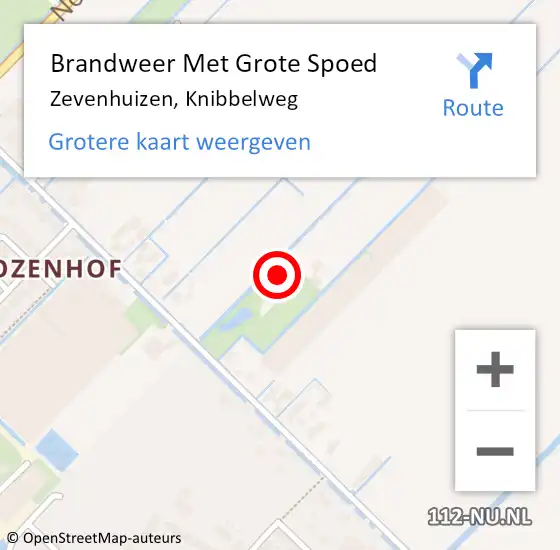 Locatie op kaart van de 112 melding: Brandweer Met Grote Spoed Naar Zevenhuizen, Knibbelweg op 20 mei 2024 10:53