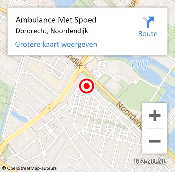 Locatie op kaart van de 112 melding: Ambulance Met Spoed Naar Dordrecht, Noordendijk op 20 mei 2024 10:56