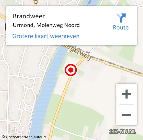 Locatie op kaart van de 112 melding: Brandweer Urmond, Molenweg Noord op 6 oktober 2014 15:10