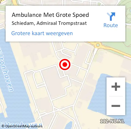 Locatie op kaart van de 112 melding: Ambulance Met Grote Spoed Naar Schiedam, Admiraal Trompstraat op 20 mei 2024 11:14