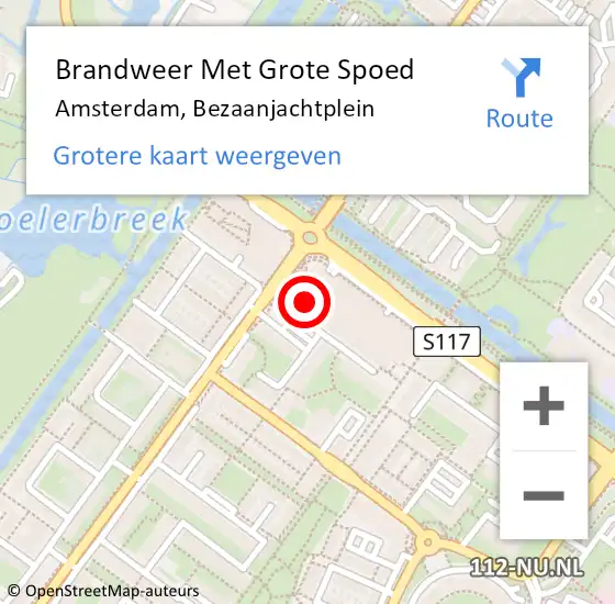 Locatie op kaart van de 112 melding: Brandweer Met Grote Spoed Naar Amsterdam, Bezaanjachtplein op 20 mei 2024 11:28