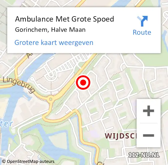 Locatie op kaart van de 112 melding: Ambulance Met Grote Spoed Naar Gorinchem, Halve Maan op 20 mei 2024 11:29