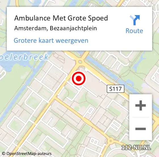 Locatie op kaart van de 112 melding: Ambulance Met Grote Spoed Naar Amsterdam, Bezaanjachtplein op 20 mei 2024 11:33
