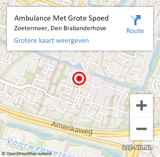 Locatie op kaart van de 112 melding: Ambulance Met Grote Spoed Naar Zoetermeer, Den Brabanderhove op 20 mei 2024 11:33