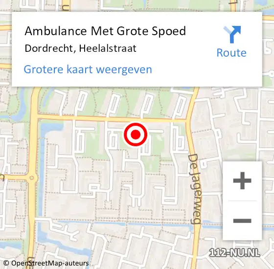Locatie op kaart van de 112 melding: Ambulance Met Grote Spoed Naar Dordrecht, Heelalstraat op 20 mei 2024 11:35