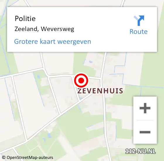 Locatie op kaart van de 112 melding: Politie Zeeland, Weversweg op 20 mei 2024 11:37