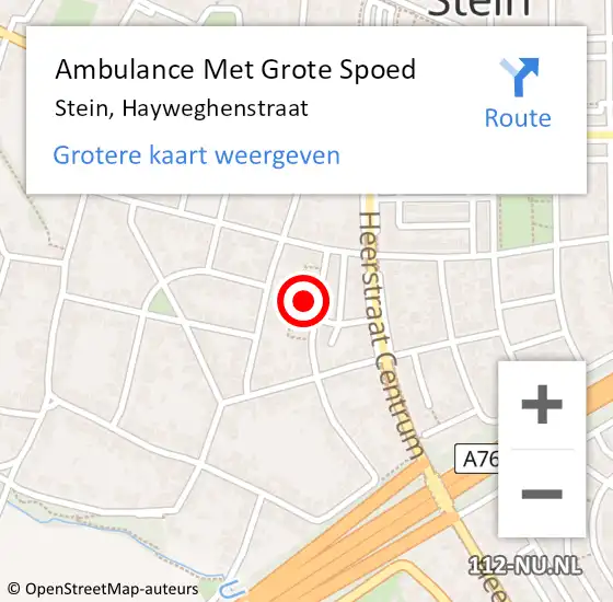 Locatie op kaart van de 112 melding: Ambulance Met Grote Spoed Naar Stein, Hayweghenstraat op 6 oktober 2014 15:13