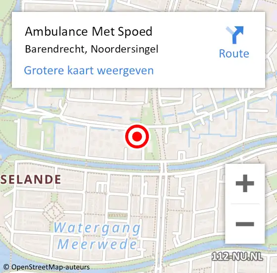 Locatie op kaart van de 112 melding: Ambulance Met Spoed Naar Barendrecht, Noordersingel op 20 mei 2024 11:44