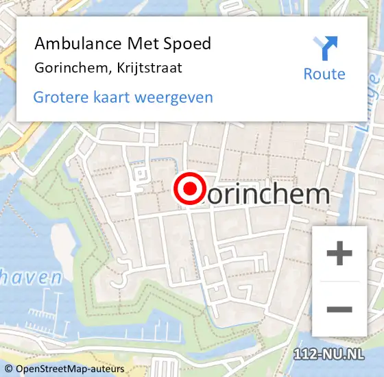 Locatie op kaart van de 112 melding: Ambulance Met Spoed Naar Gorinchem, Krijtstraat op 20 mei 2024 11:57