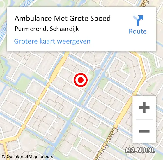 Locatie op kaart van de 112 melding: Ambulance Met Grote Spoed Naar Purmerend, Schaardijk op 20 mei 2024 12:01