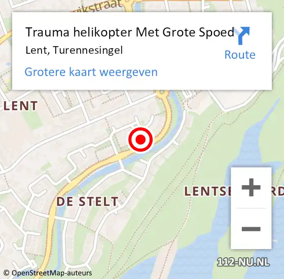Locatie op kaart van de 112 melding: Trauma helikopter Met Grote Spoed Naar Lent, Turennesingel op 20 mei 2024 12:03