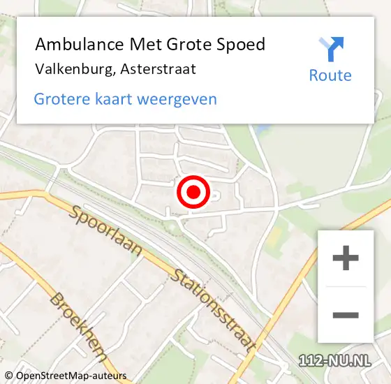 Locatie op kaart van de 112 melding: Ambulance Met Grote Spoed Naar Valkenburg, Asterstraat op 20 mei 2024 12:13