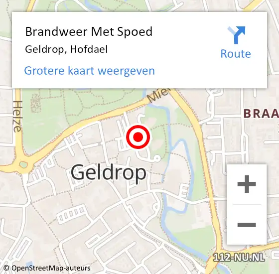 Locatie op kaart van de 112 melding: Brandweer Met Spoed Naar Geldrop, Hofdael op 20 mei 2024 12:16