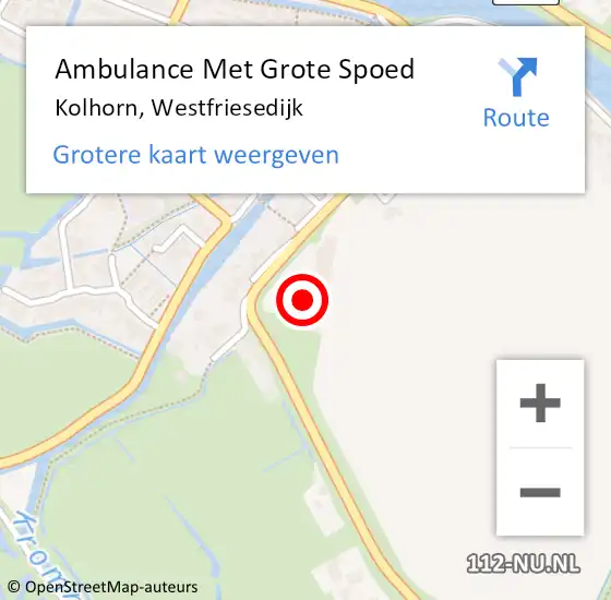 Locatie op kaart van de 112 melding: Ambulance Met Grote Spoed Naar Kolhorn, Westfriesedijk op 20 mei 2024 12:17