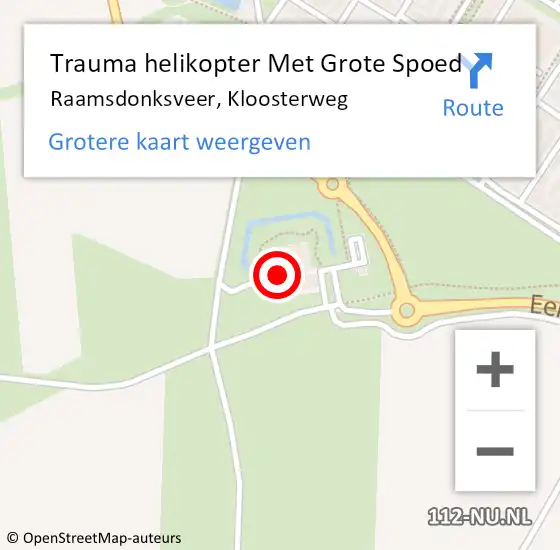 Locatie op kaart van de 112 melding: Trauma helikopter Met Grote Spoed Naar Raamsdonksveer, Kloosterweg op 20 mei 2024 12:23