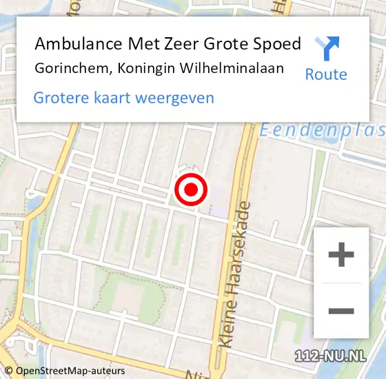 Locatie op kaart van de 112 melding: Ambulance Met Zeer Grote Spoed Naar Gorinchem, Koningin Wilhelminalaan op 20 mei 2024 12:25