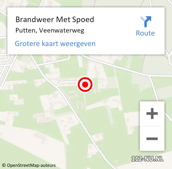 Locatie op kaart van de 112 melding: Brandweer Met Spoed Naar Putten, Veenwaterweg op 20 mei 2024 12:27