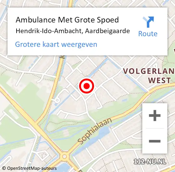 Locatie op kaart van de 112 melding: Ambulance Met Grote Spoed Naar Hendrik-Ido-Ambacht, Aardbeigaarde op 20 mei 2024 12:28