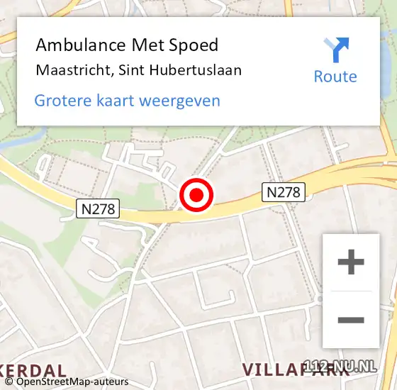 Locatie op kaart van de 112 melding: Ambulance Met Spoed Naar Maastricht, Sint Hubertuslaan op 20 mei 2024 12:29