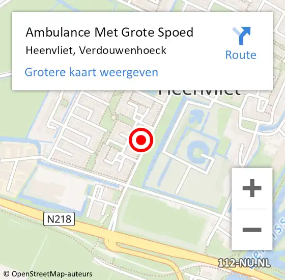 Locatie op kaart van de 112 melding: Ambulance Met Grote Spoed Naar Heenvliet, Verdouwenhoeck op 20 mei 2024 12:29