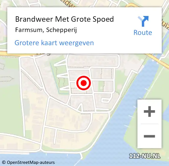 Locatie op kaart van de 112 melding: Brandweer Met Grote Spoed Naar Farmsum, Schepperij op 20 mei 2024 12:48