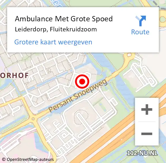 Locatie op kaart van de 112 melding: Ambulance Met Grote Spoed Naar Leiderdorp, Fluitekruidzoom op 20 mei 2024 12:50