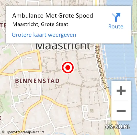 Locatie op kaart van de 112 melding: Ambulance Met Grote Spoed Naar Maastricht, Grote Staat op 20 mei 2024 12:53