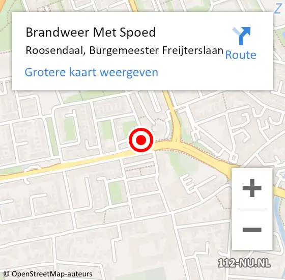 Locatie op kaart van de 112 melding: Brandweer Met Spoed Naar Roosendaal, Burgemeester Freijterslaan op 20 mei 2024 12:54