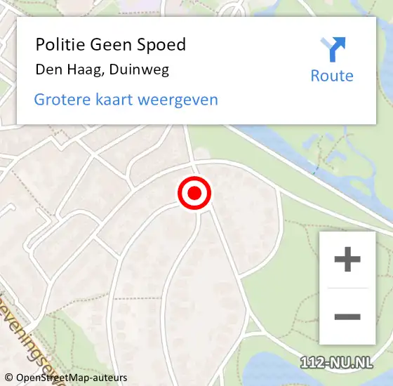 Locatie op kaart van de 112 melding: Politie Geen Spoed Naar Den Haag, Duinweg op 20 mei 2024 12:55