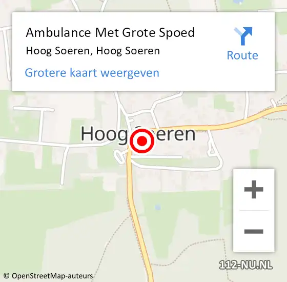 Locatie op kaart van de 112 melding: Ambulance Met Grote Spoed Naar Hoog Soeren, Hoog Soeren op 20 mei 2024 13:04