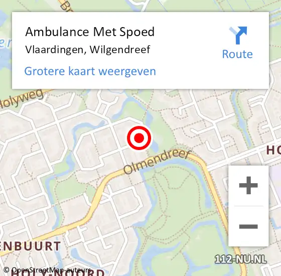 Locatie op kaart van de 112 melding: Ambulance Met Spoed Naar Vlaardingen, Wilgendreef op 20 mei 2024 13:04