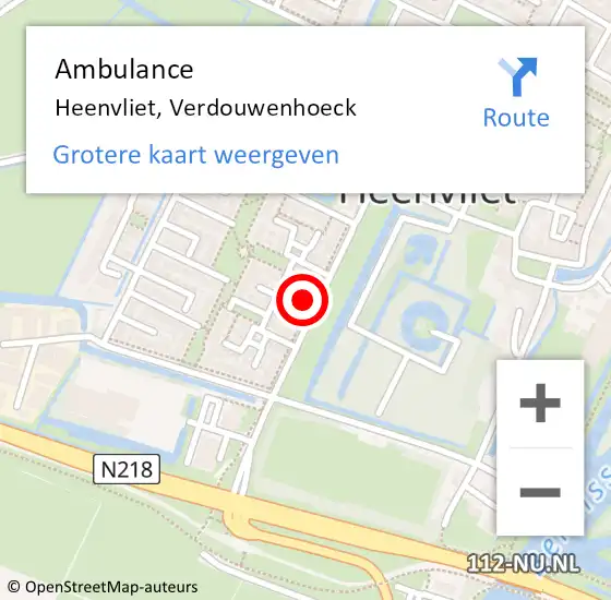 Locatie op kaart van de 112 melding: Ambulance Heenvliet, Verdouwenhoeck op 20 mei 2024 13:10